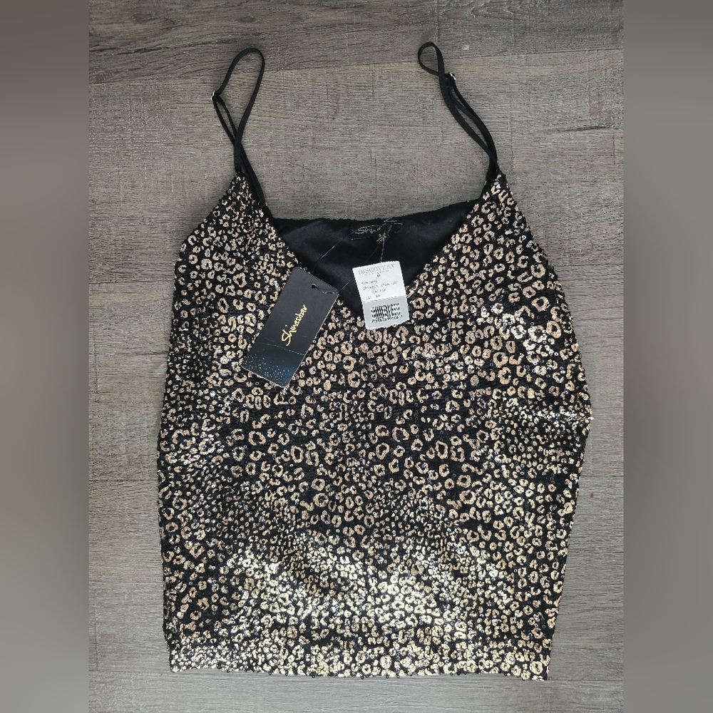 Sequin Leopard Print Cami Top